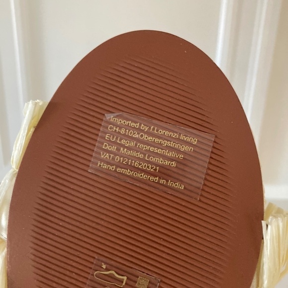 NWOT De Siena Anthropologie Embellished Raffia Slide Sandals - Picture 7 of 7